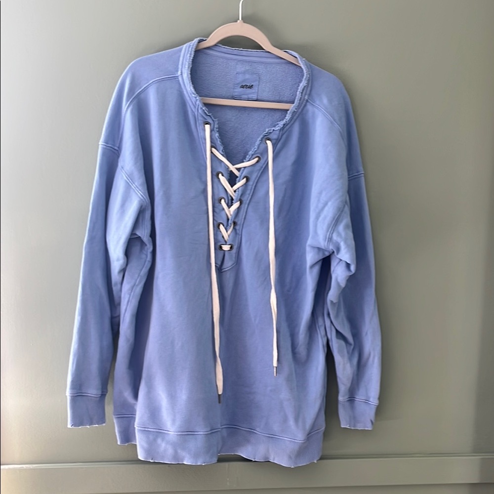 Aerie Casual Blue Lace-Up Women's Sweatshirt